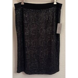 NWT Kasper Separates Skirt Medium‎ Black Silver Sparkle Career Party Cocktail